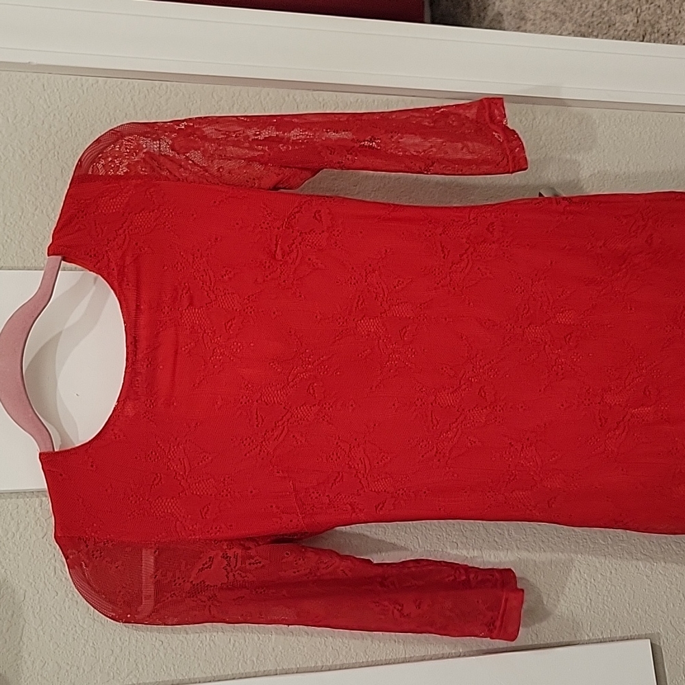 Red lace dress